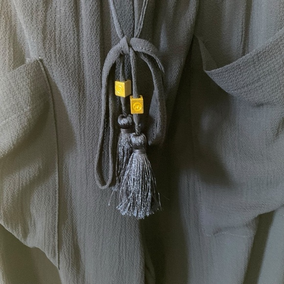 MICHAEL Michael Kors Blue Off-Shoulder Jumpsuit with Flutter Sleeves - Picture 5 of 11